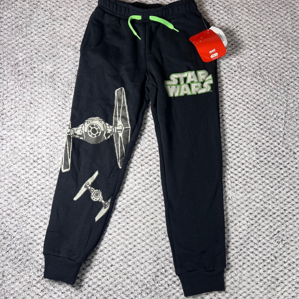 Kids Star Wars Black‎ Joggers Sweatpants Tie Fighter Galactic Empire Logo Size S